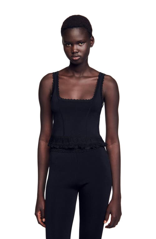 Sandro Ruffled Top In Black