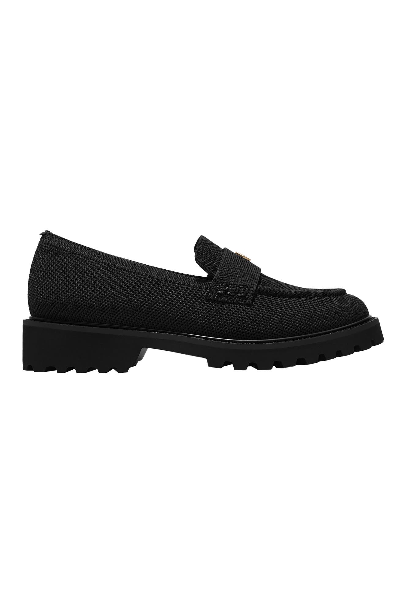 Francesca Round-Toe Platform Chunky Heel Loafers, Alternate, color, Black