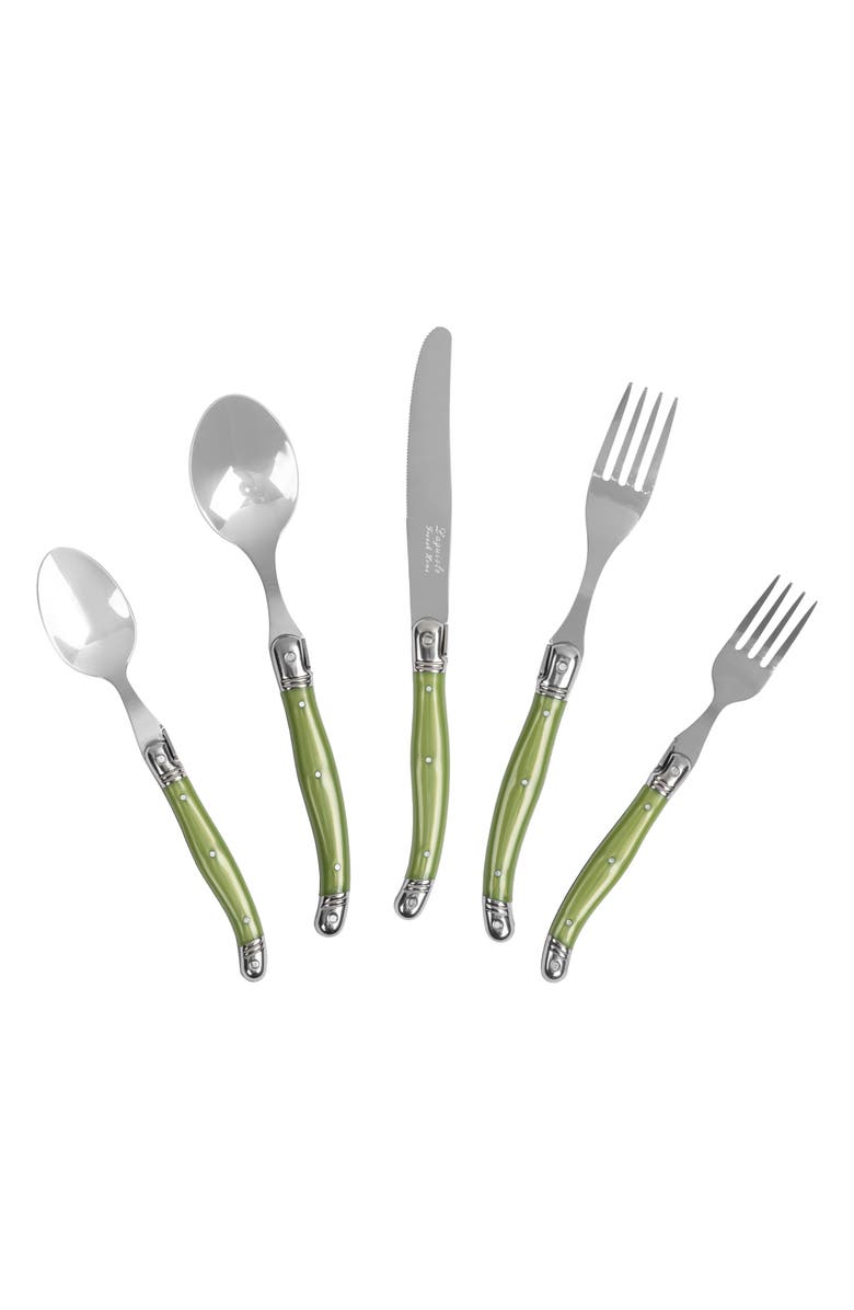 FRENCH HOME Laguiole 20-Piece Flatware Set, Alternate, color, Spring Green