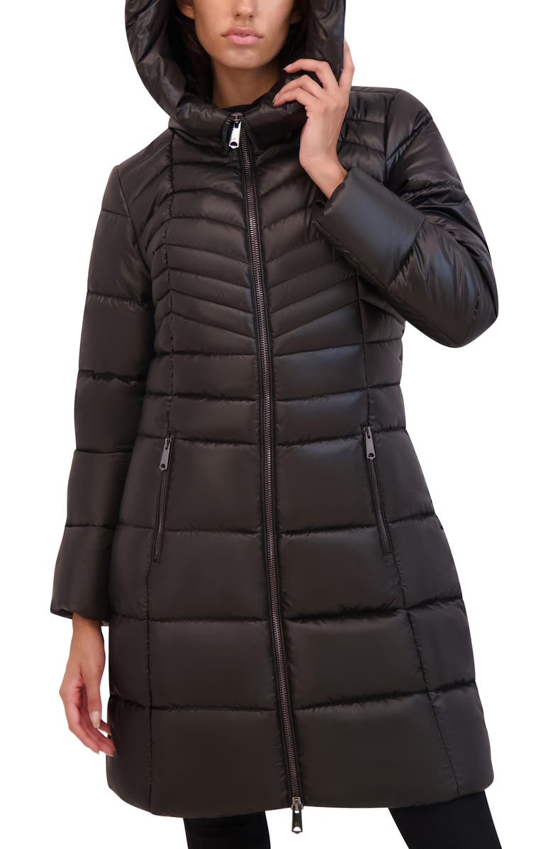 Kenneth Cole New York Soft Cire Funnel Neck Puffer Coat, Alternate, color, 