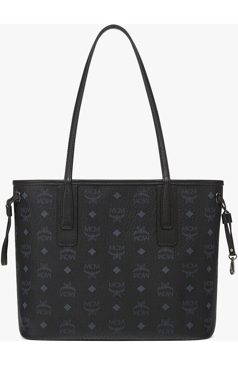 MCM Small Reversible Liz Shopper in Visetos, Alternate, color, Black