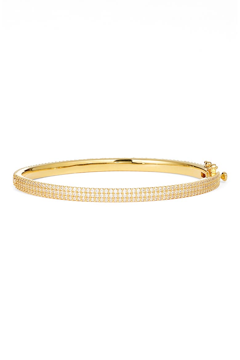 Pavé Cubic Zirconia Bangle, Main, color, CLEAR- GOLD