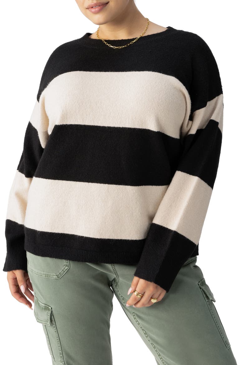 Cuddle Up Stripe Sweater, Alternate, color, TOASTED ALMOND
