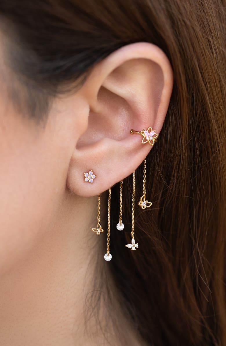 Girls Crew Mari Chandelier Single Stud & Cuff Ear Crawler, Alternate, color, Gold