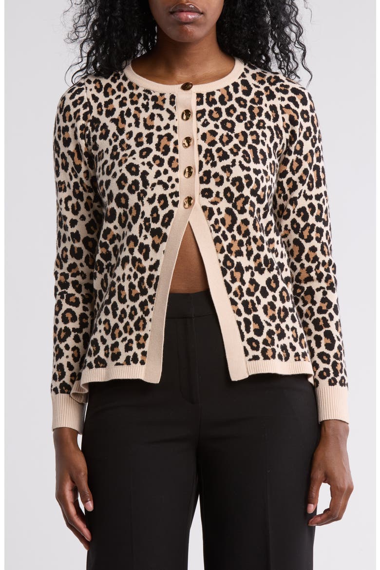 Halsey Tipped Cardigan, Main, color, KIERA LEOPARD