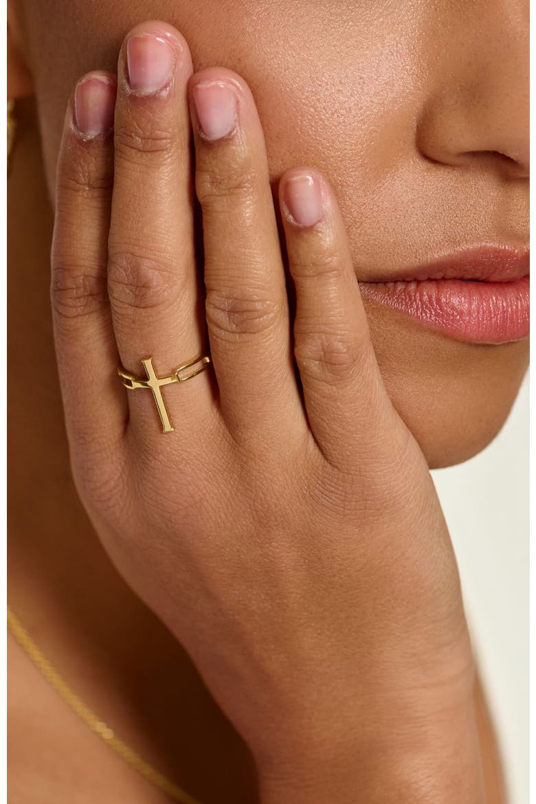Chain Breaker Cross Statement Ring, Alternate, color, 18k Gold Plated