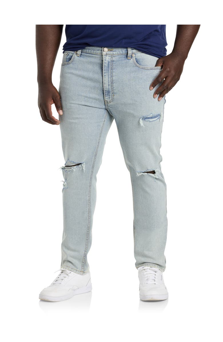 True Nation by DXL Big & Tall Tapered-Fit Ultra Light Destructed Jeans, Main, color, Ultra Lightwash