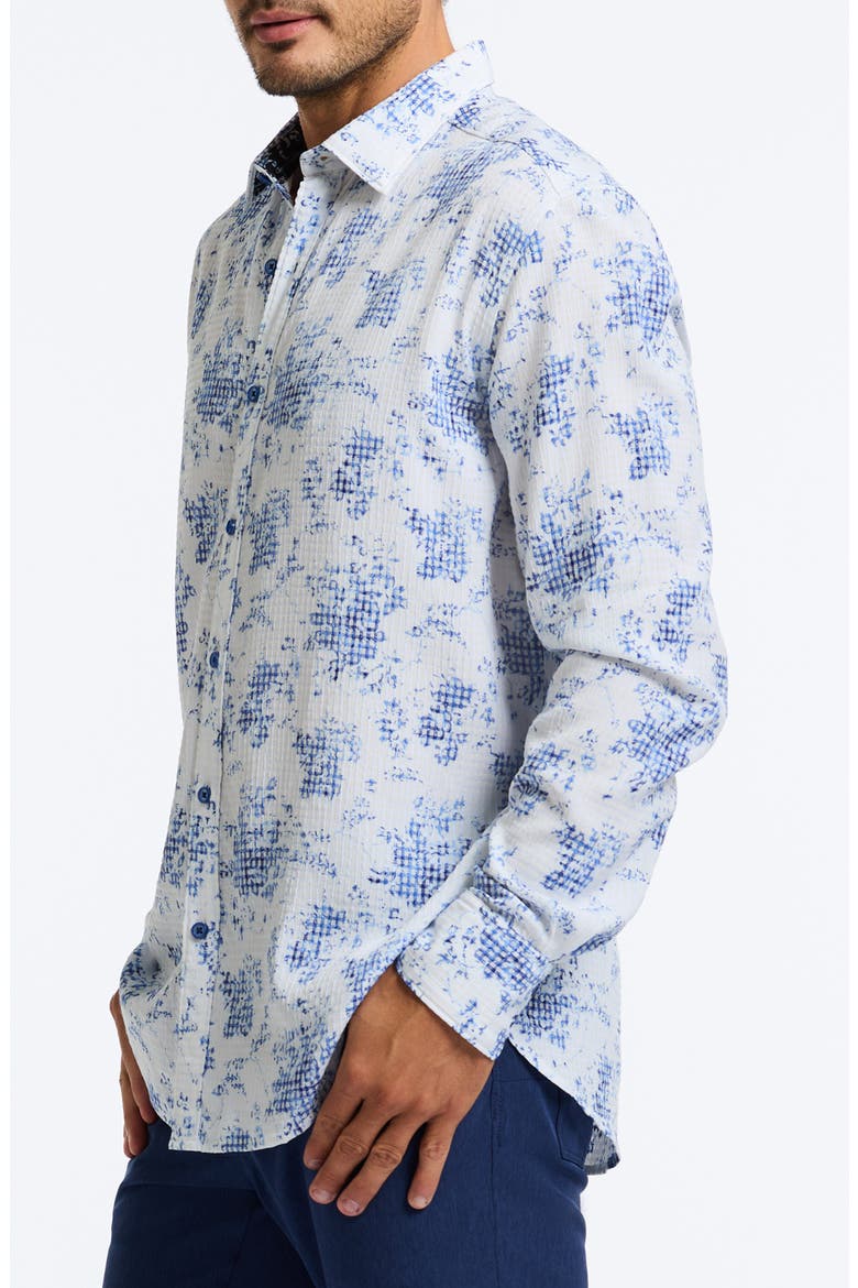 Angola Classic Fit Floral Jacquard Button-Up Shirt, Alternate, color, BLUE