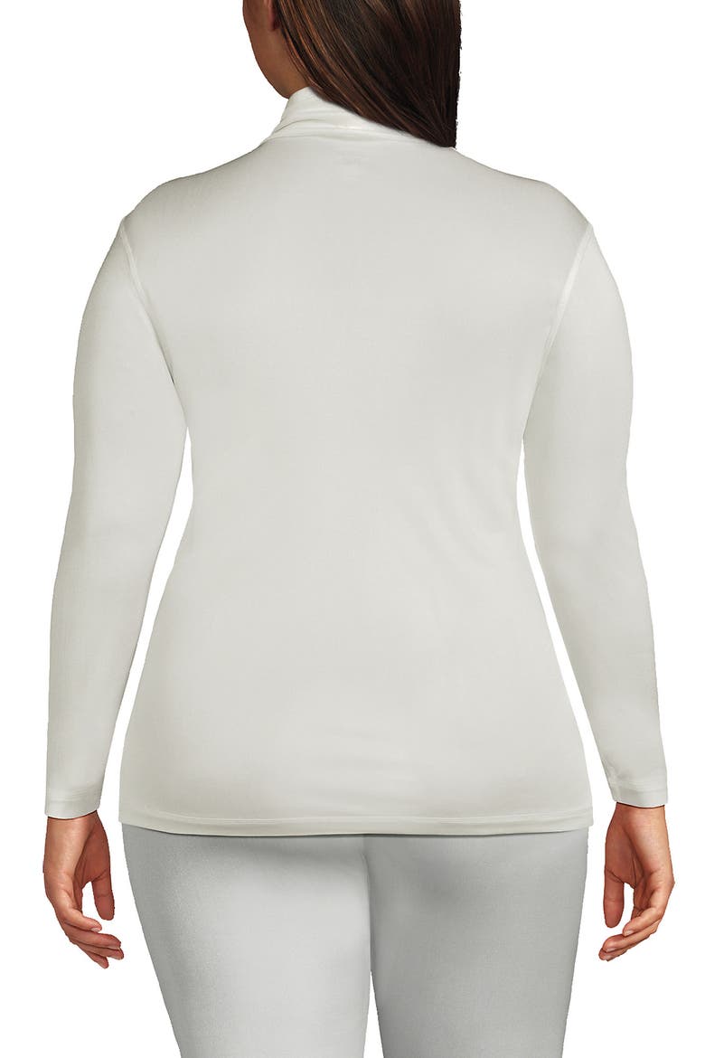 Plus Size Silk Interlock Turtleneck Long Underwear Top, Alternate, color, Ivory