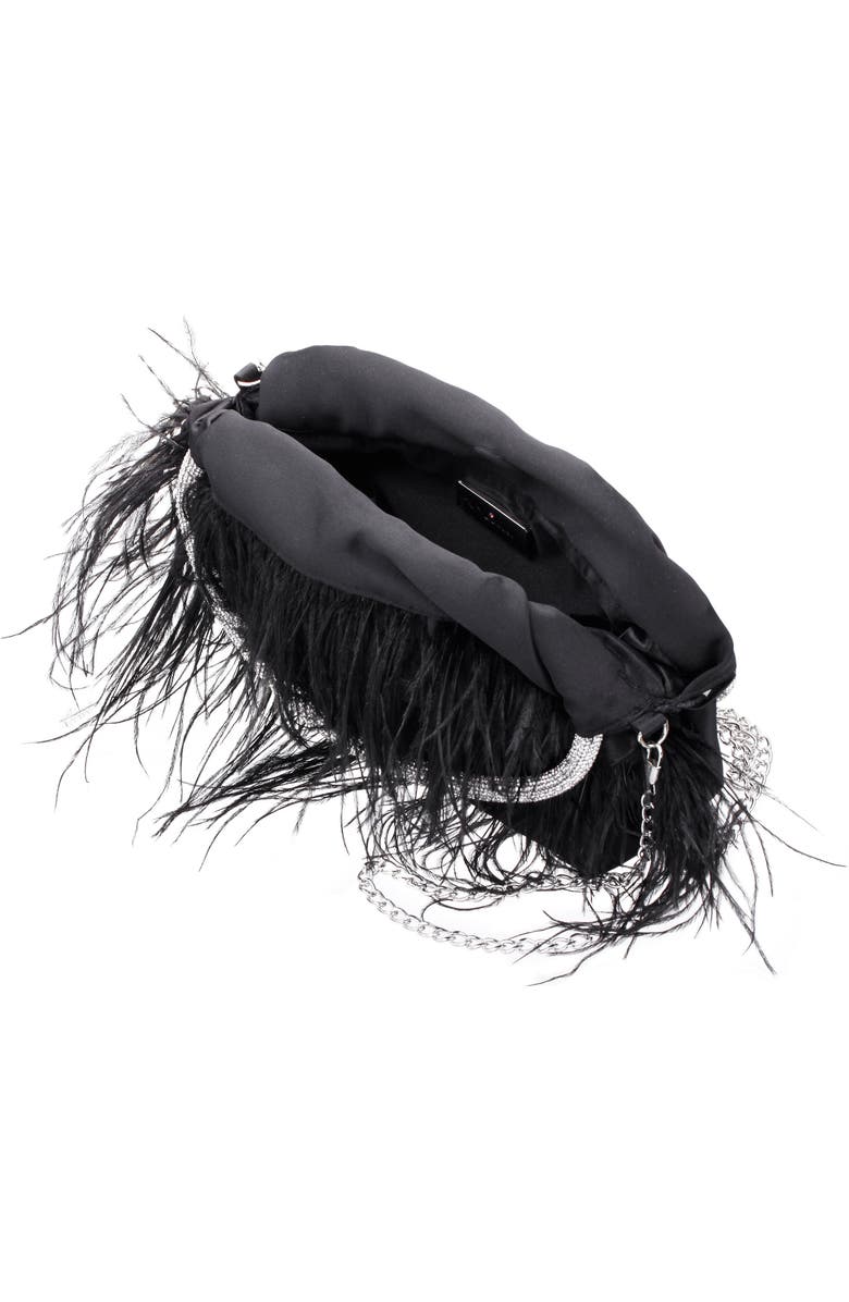Nina Crystal Handle Feather Clutch, Alternate, color,