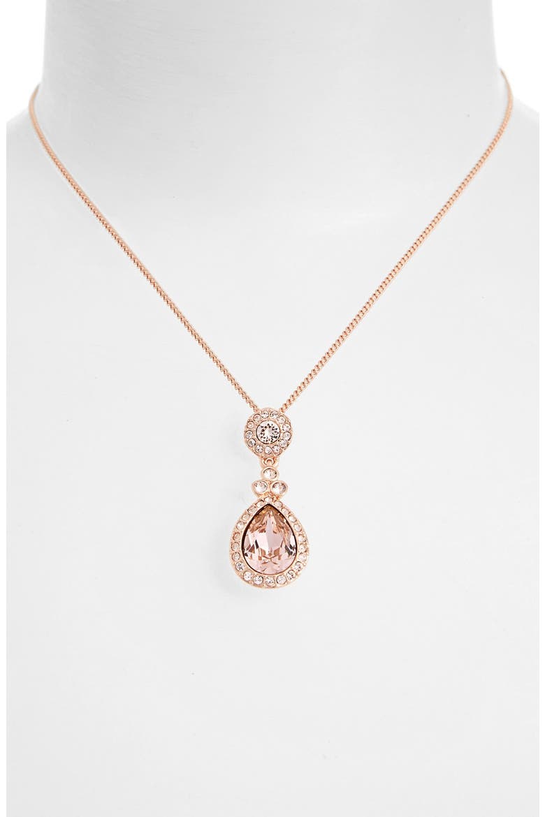 'Wingate' Swarovski Crystal Pendant Necklace, Main, color, ROSE GOLD/ SILK