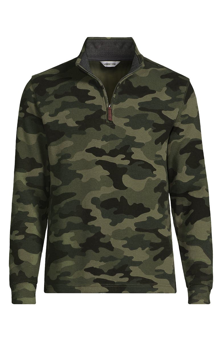 Lands' End Bedford Rib Casual Quarter Zip Sweater, Alternate, color, River Stone Green Camo