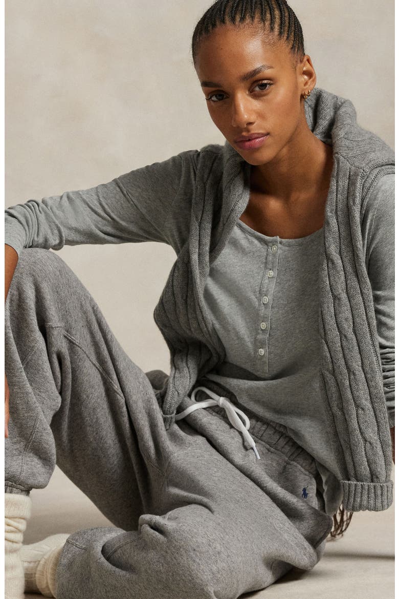 Long & Lean Cotton Jersey Lounge Henley, Alternate, color, HEATHER GREY