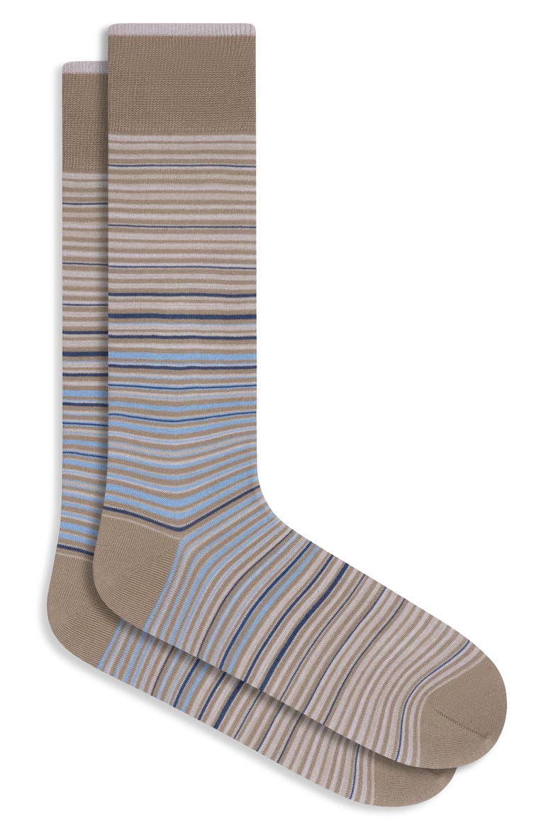 Stripe Mercerized Cotton Blend Dress Socks, Main, color, SAND