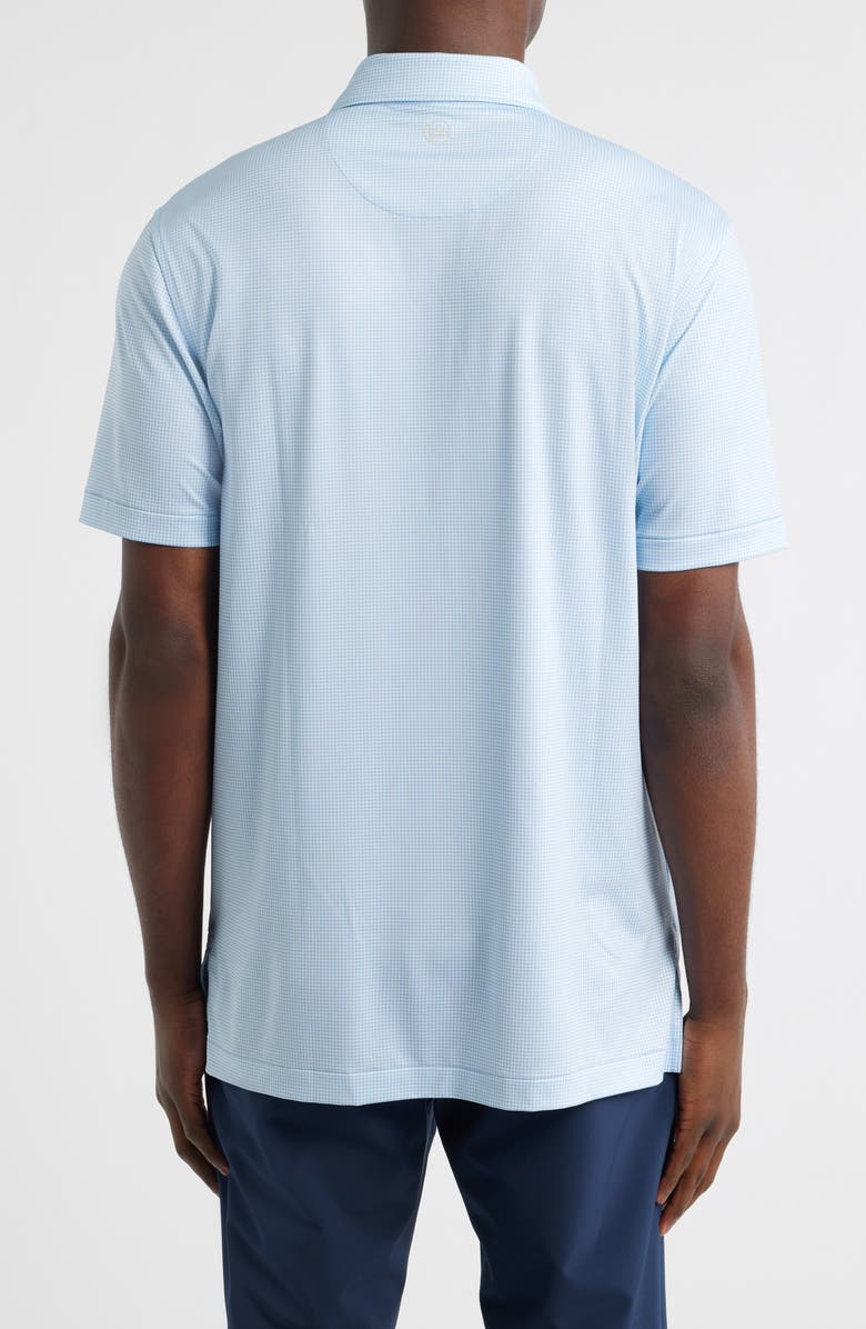 Peter Millar Gingham Check Performance Jersey Polo, Alternate, color, Cottage Blue