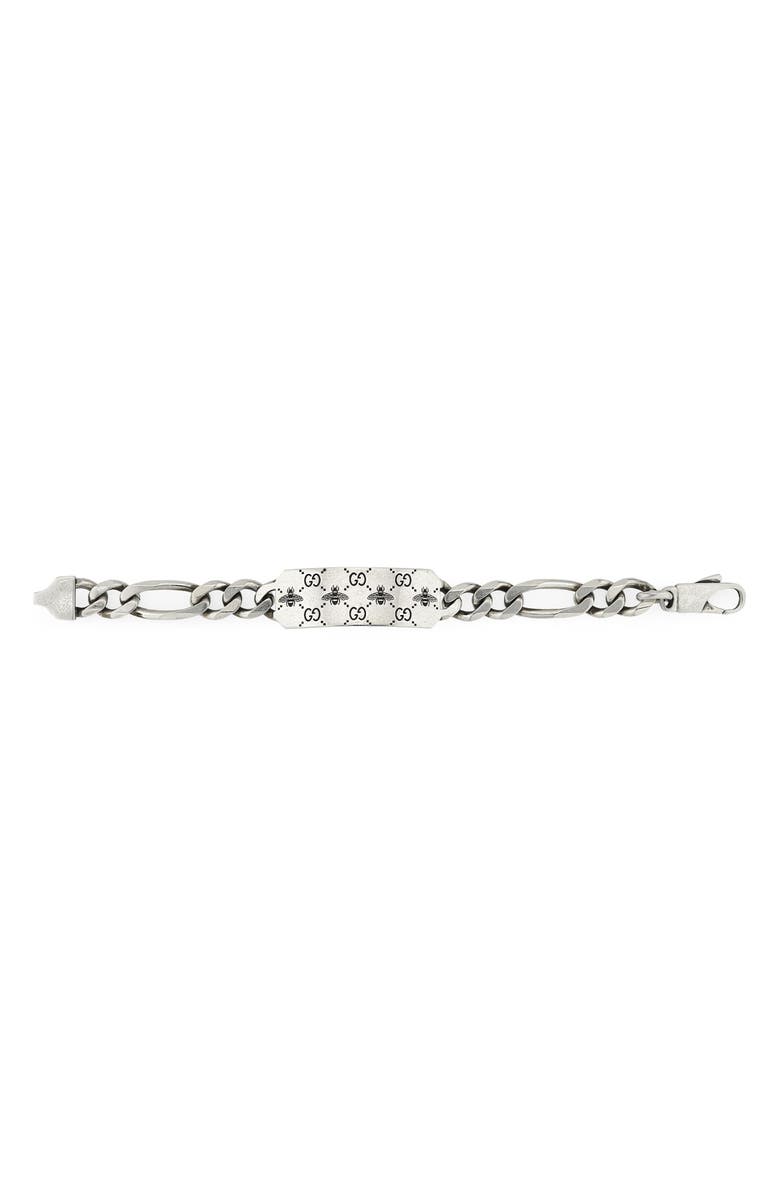 Gucci Signature Bee ID Bracelet, Alternate, color, Sterling Silver