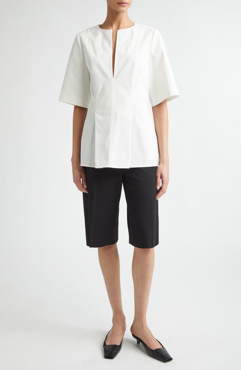 TOTEME Tailored Cotton Tunic Top, Alternate, color, White