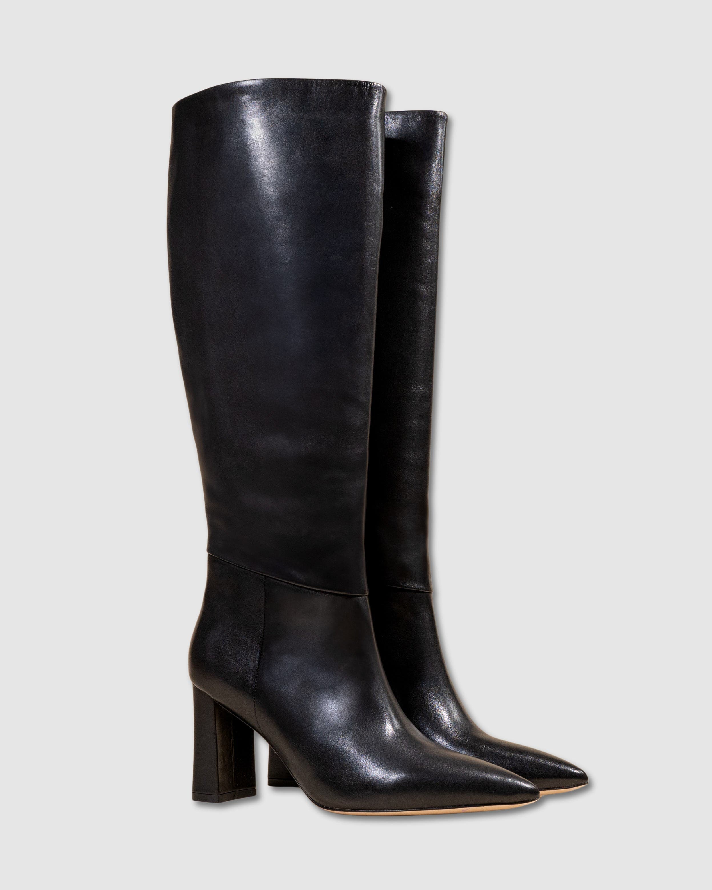 Tracey Wide Heel Long Boots, Alternate, color, BLACK