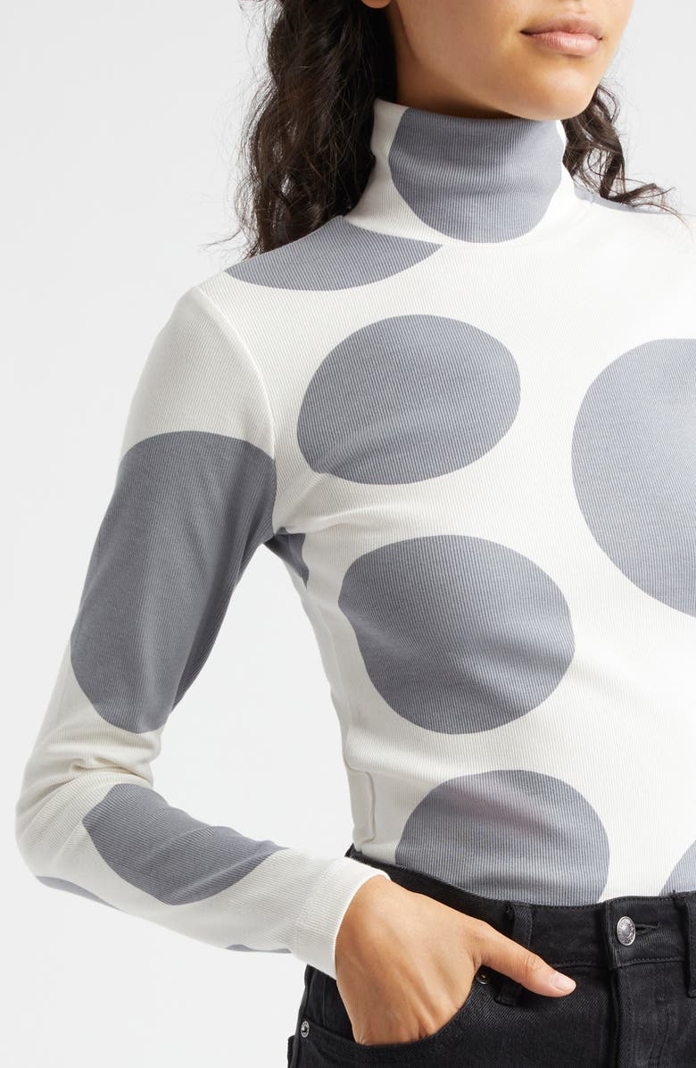 Marimekko Lumia Klaava Cotton Rib Turtleneck, Alternate, color, Off White Grey