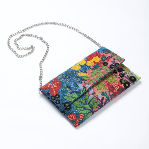 Festive Floral Embroidered Clutch
