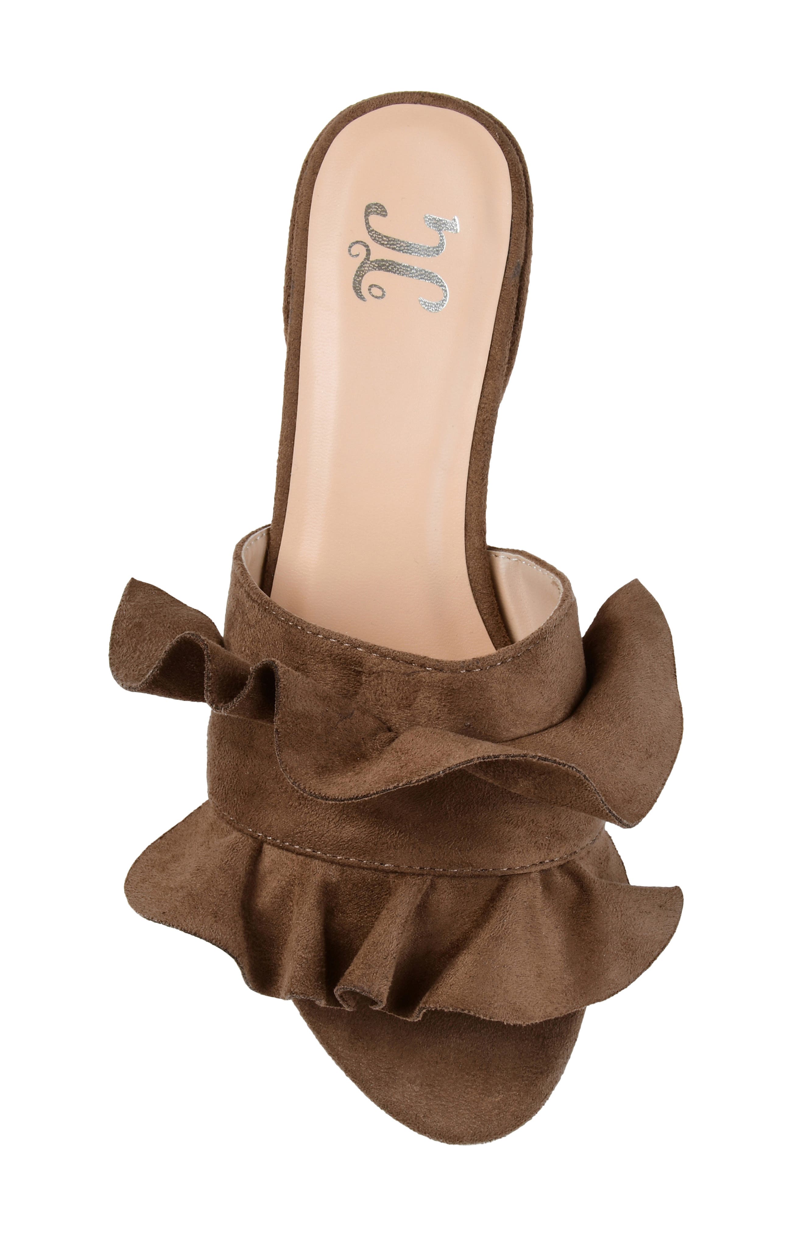 Sabica Ruffle Slide Sandal, Alternate, color, TAUPE