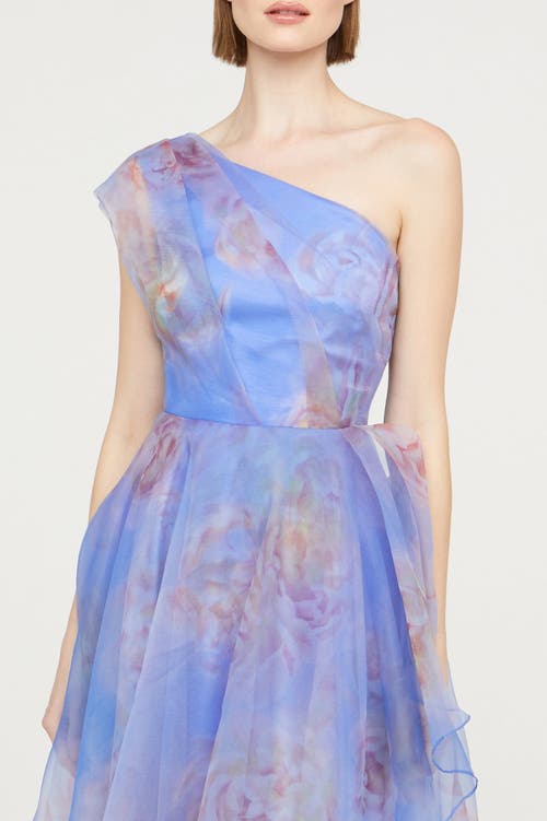 Theia Augusta One Shoulder Gown In Blue