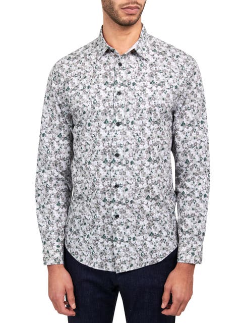 Slim Fit Floral Recycled 4-Way Stretch Performance Long Sleeve Shirt