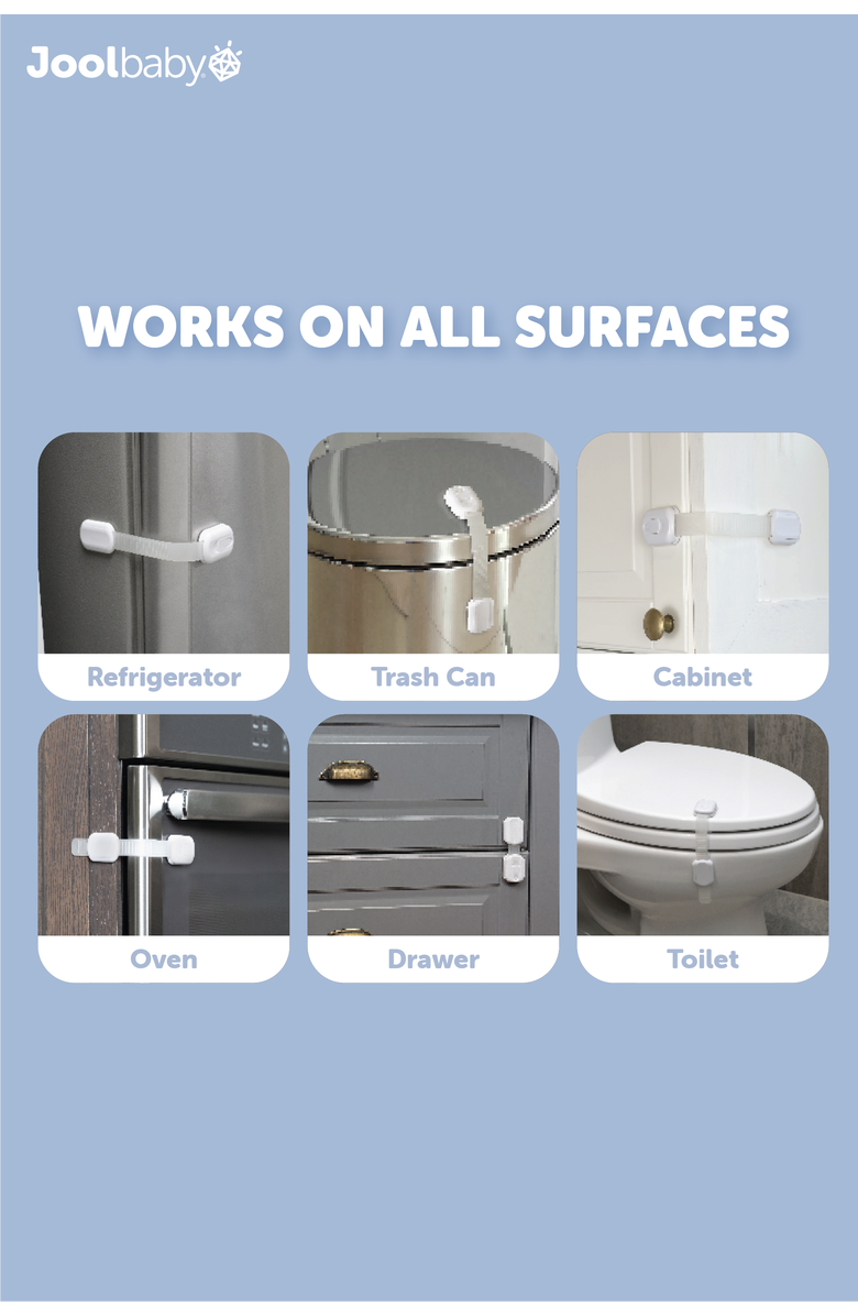 Jool Baby Multi-Use Safety Strap Locks Multi Use Strap Lock, Alternate, color, White 12 Pack