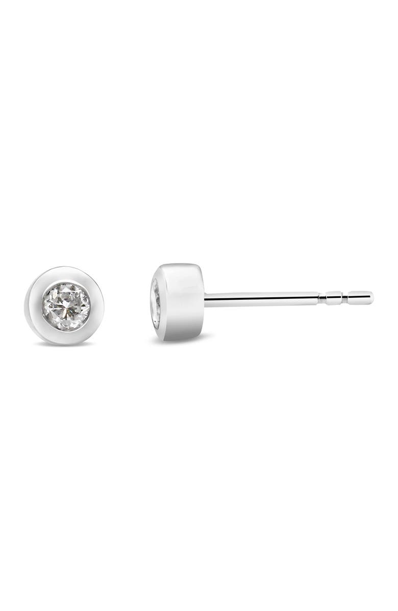 Haus of Brilliance 10K White Gold 1/5 Ct Near Colorless Diamond Bezel- Stud Earrings, Alternate, color, White