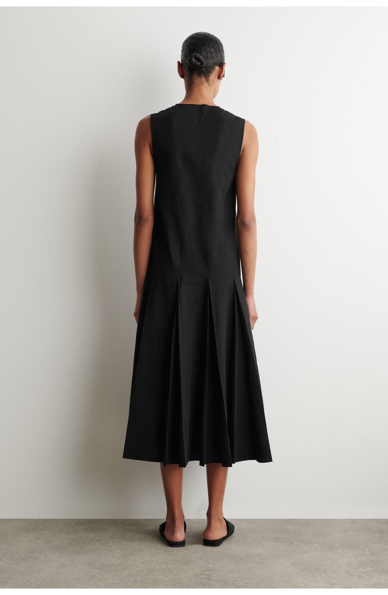 COS Pleated Cotton-linen Maxi Dress, Alternate, color, Black
