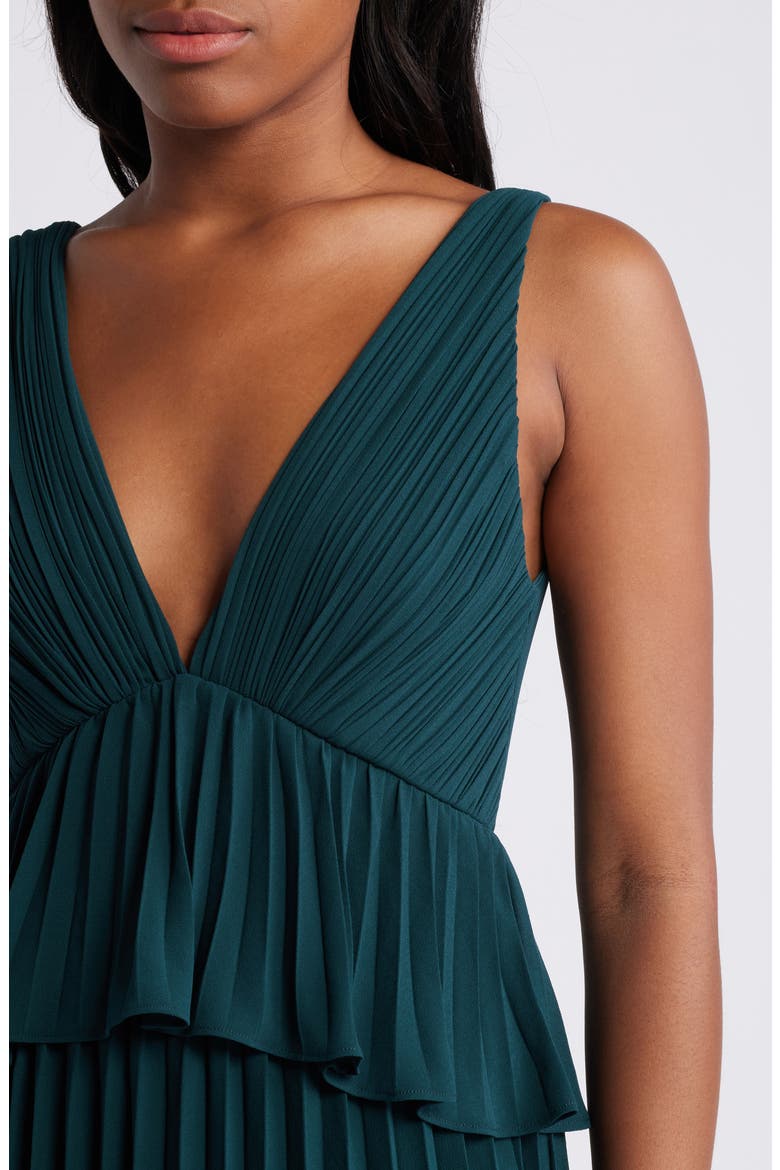 Tiered Gown Pleated, Alternate, color, EMERALD GREEN
