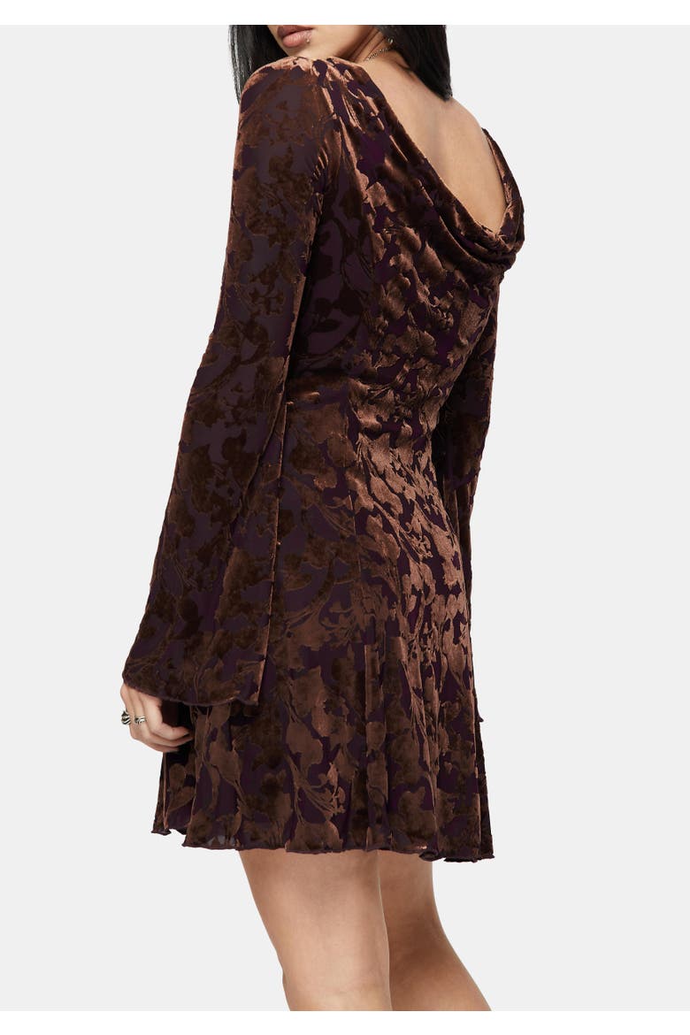 Sienna Devore Cowl Mini Dress, Alternate, color, Orange