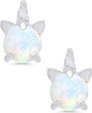 Lily Nily Kids' Lab Created Opal Unicorn Stud Earrings