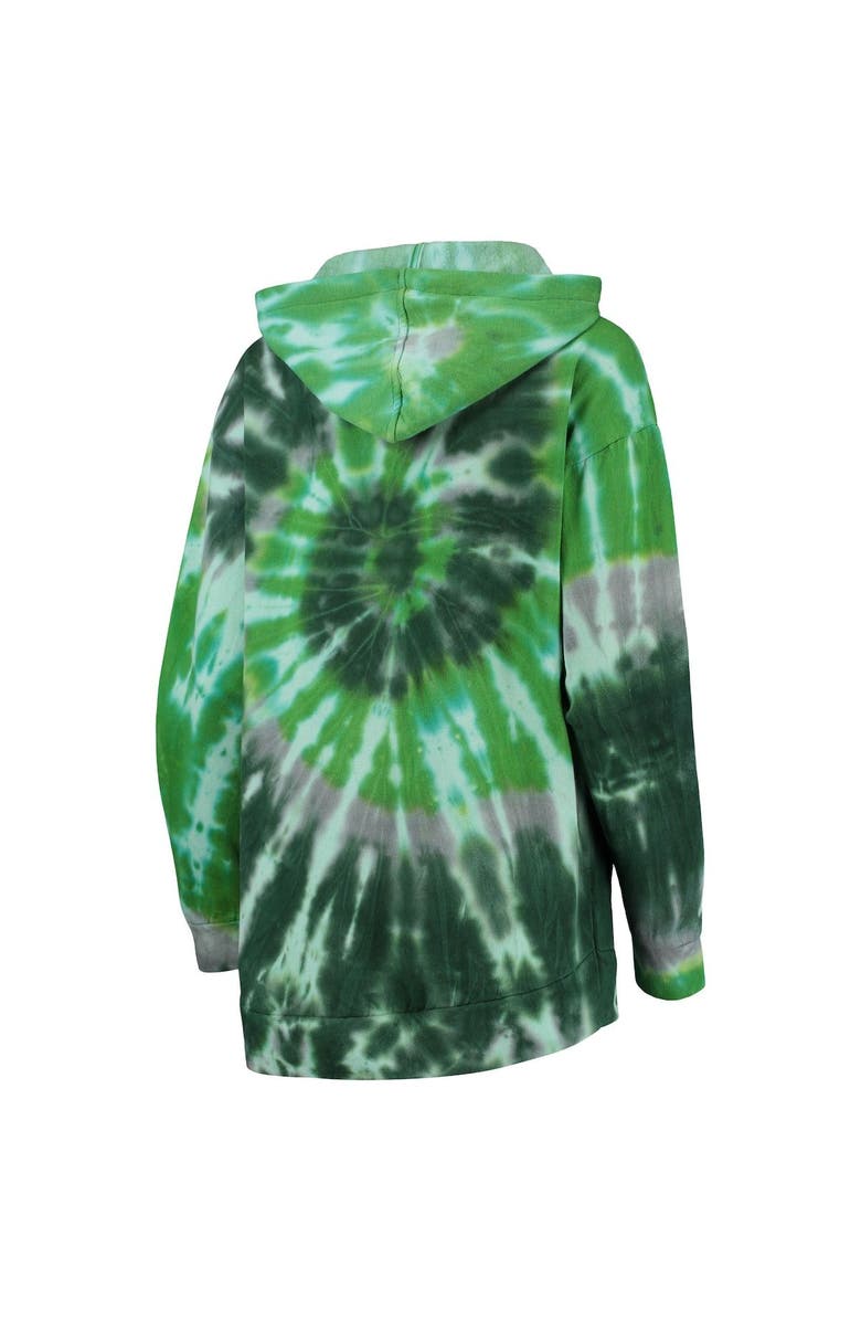 COLOSSEUM Women's Colosseum Green Michigan State Spartans Slow Ride Spiral Tie-Dye Oversized Pullover Hoodie, Alternate, color, 