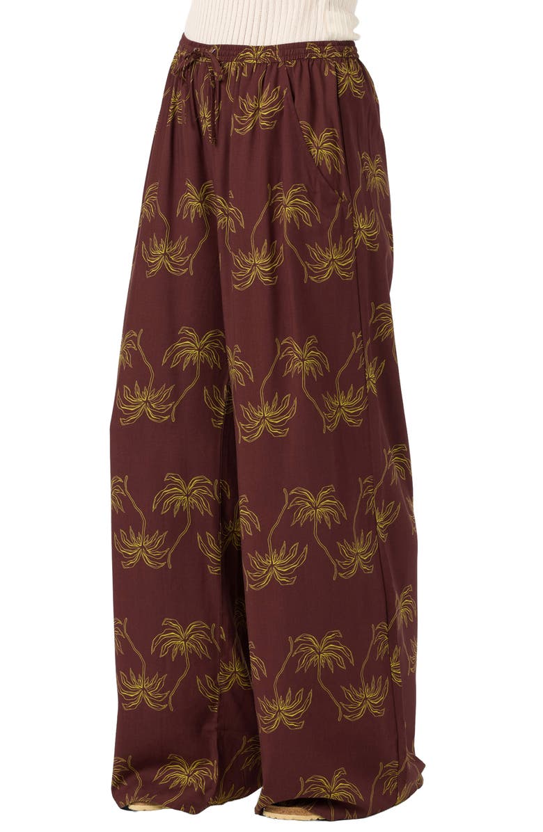 O'Neill Rosalie Palm Stripe Pants, Alternate, color, Chocolate
