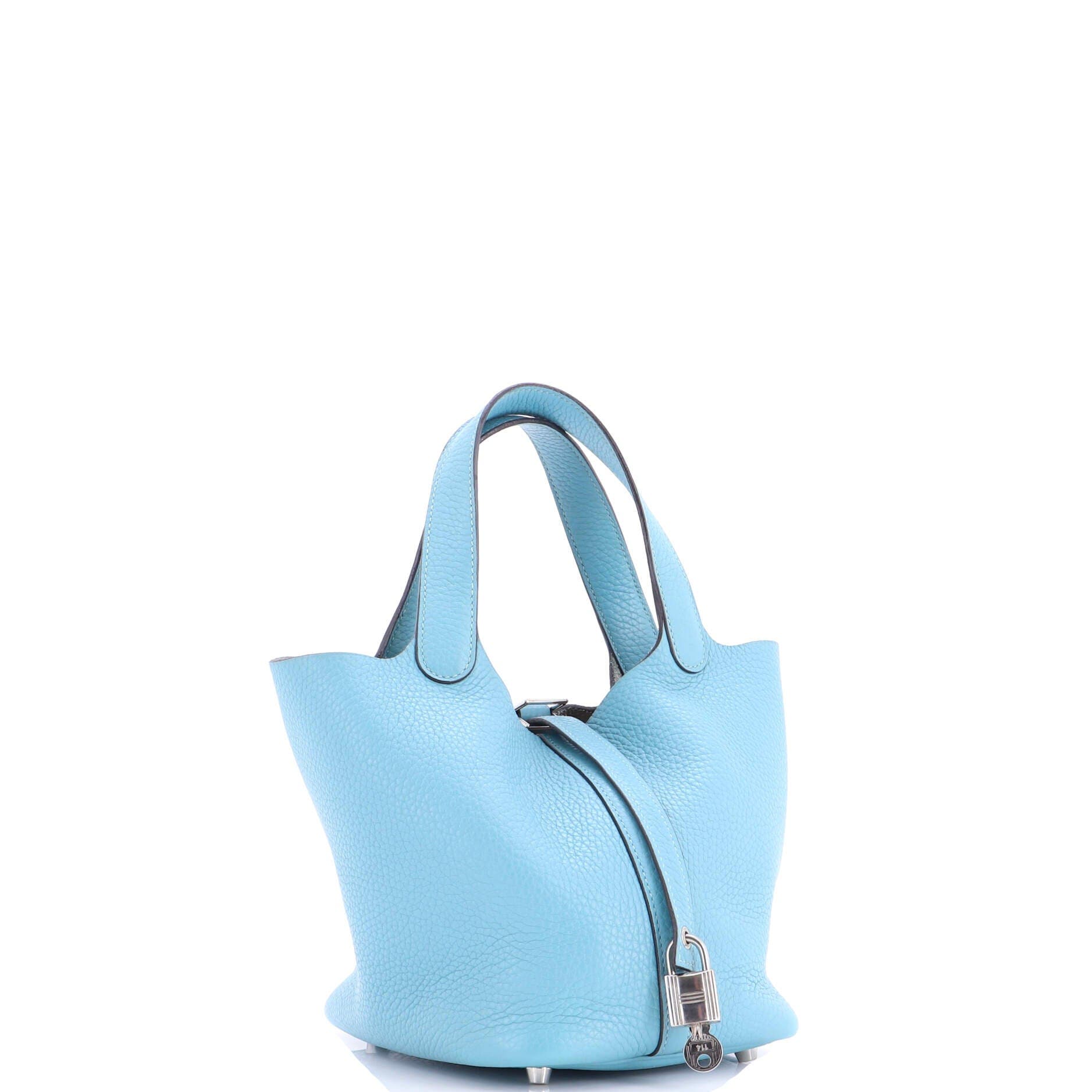 Pre-Owned Hermes Picotin Lock Bag Clemence PM, Alternate, color, Bleu Atoll