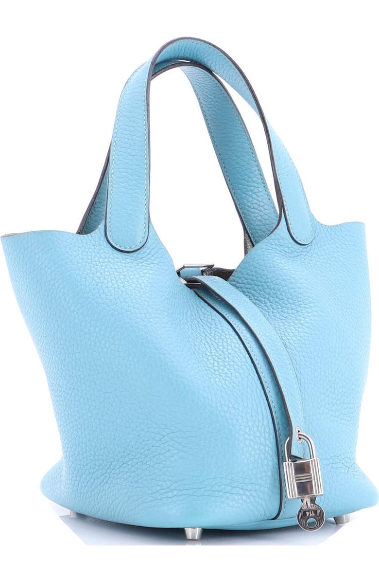 Pre-Owned Hermes Picotin Lock Bag Clemence PM, Alternate, color, Bleu Atoll