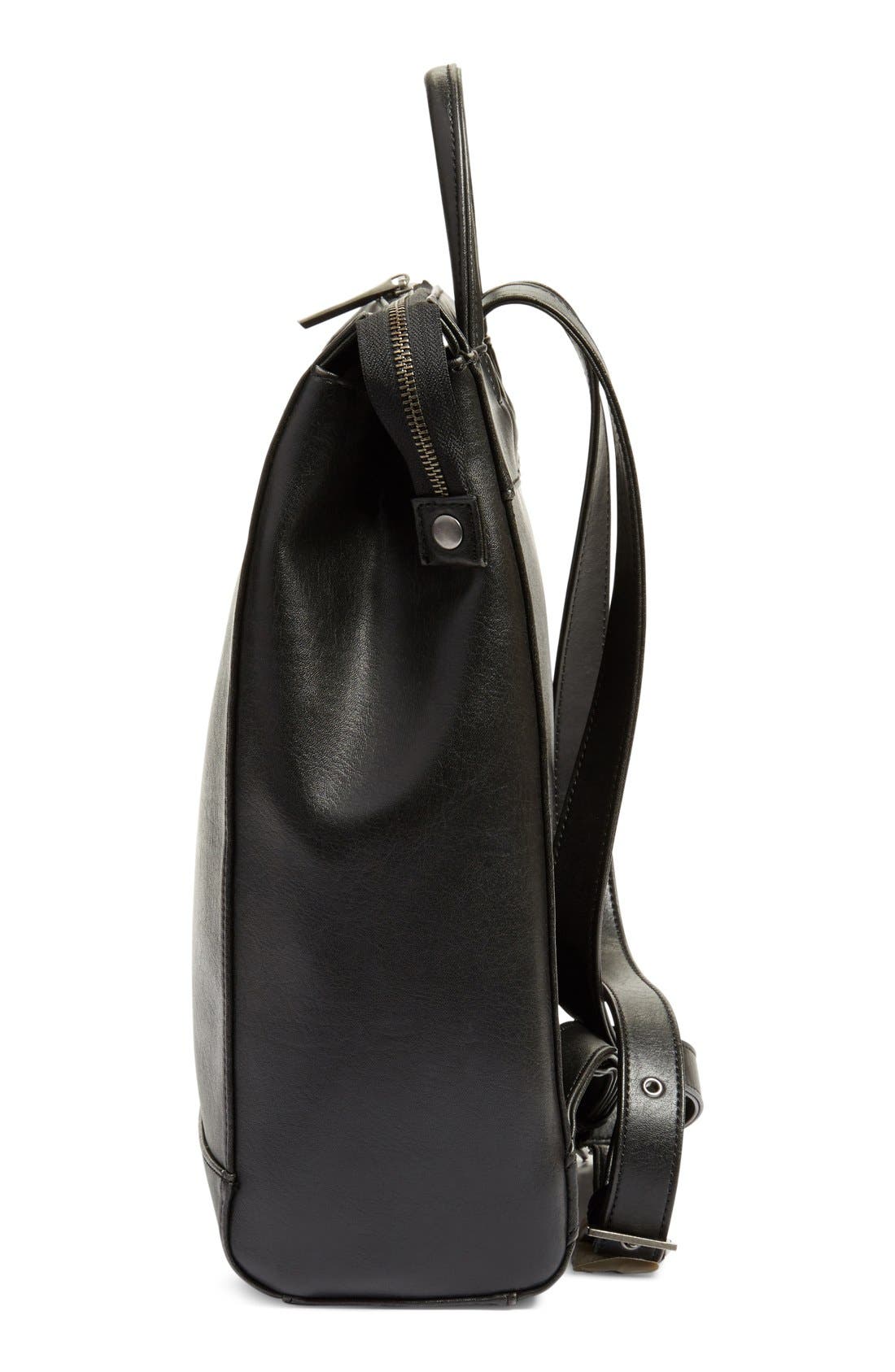 'Katherine' Faux Leather Backpack, Alternate, color, BLACK