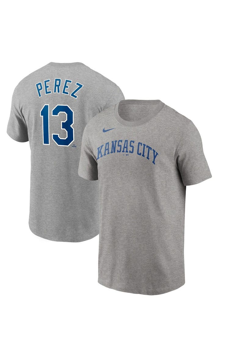 Men's Nike Salvador Perez Gray Kansas City Royals Name & Number T-Shirt, Main, color, Gray