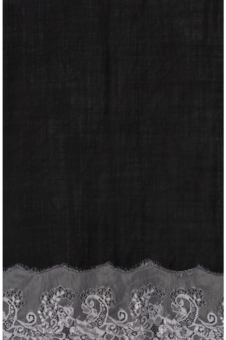 Wool Silk Blend Lace Scarf, Alternate, color, BLACK/GREY
