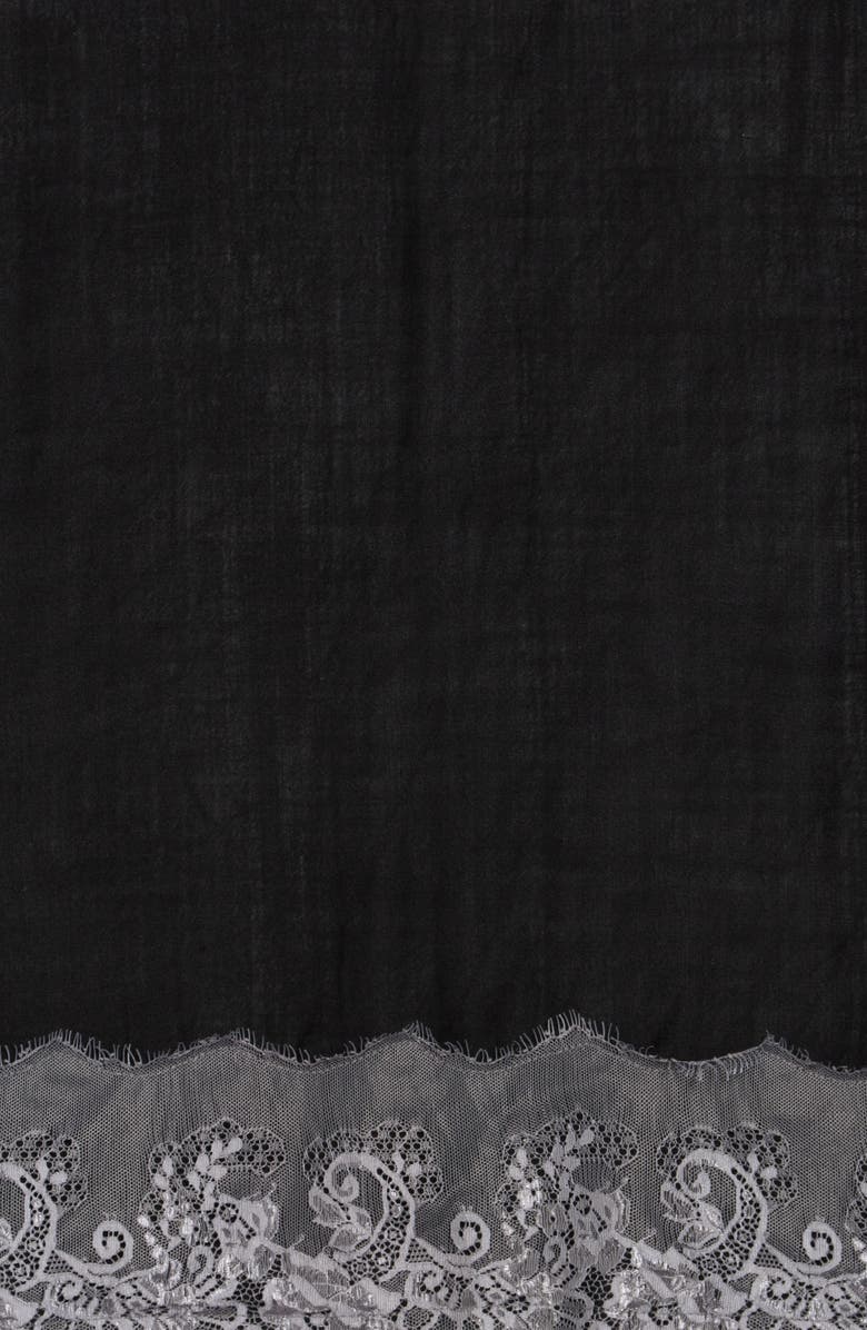La Fiorentina Wool Silk Blend Lace Scarf, Alternate, color, Black/Grey