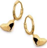 Monica Vinader Heart Drop Huggie Hoop Earrings