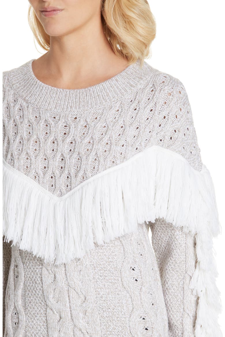 Ulla Fringe Wool Sweater, Alternate, color, IVORY/ OATMEAL