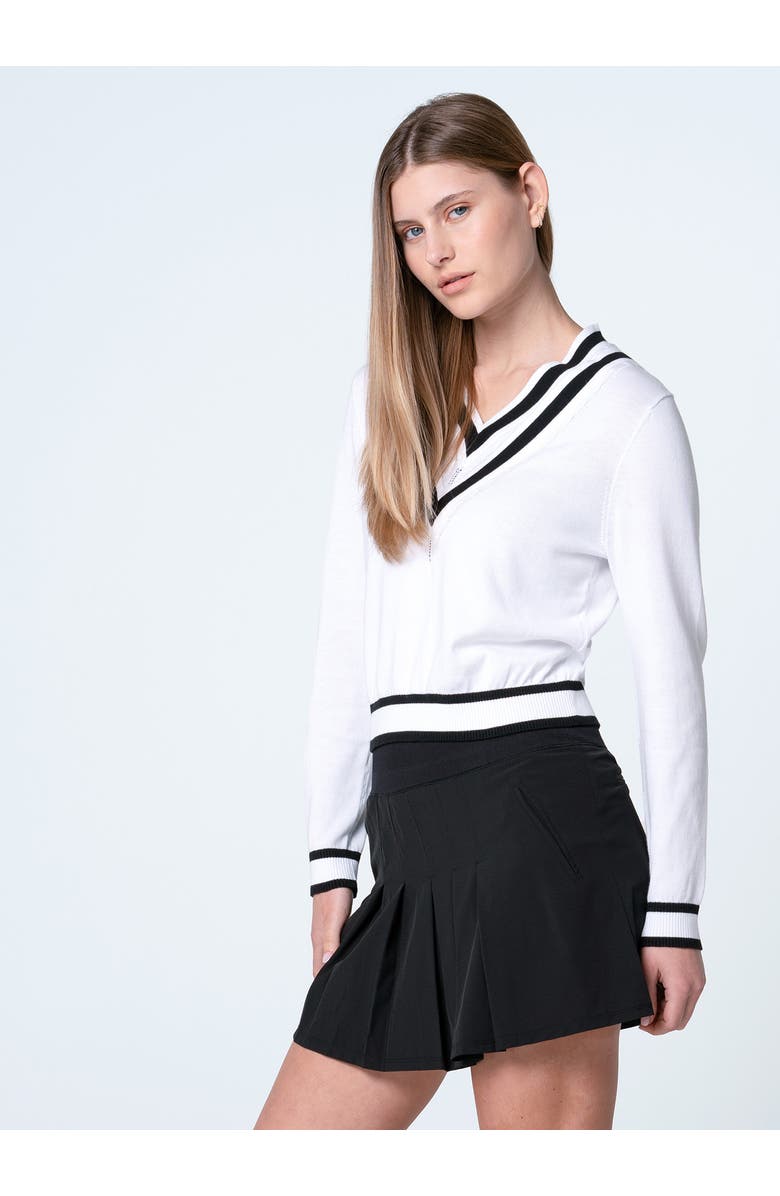 Lucky in Love Victory V-Neck Sweater, Alternate, color, White