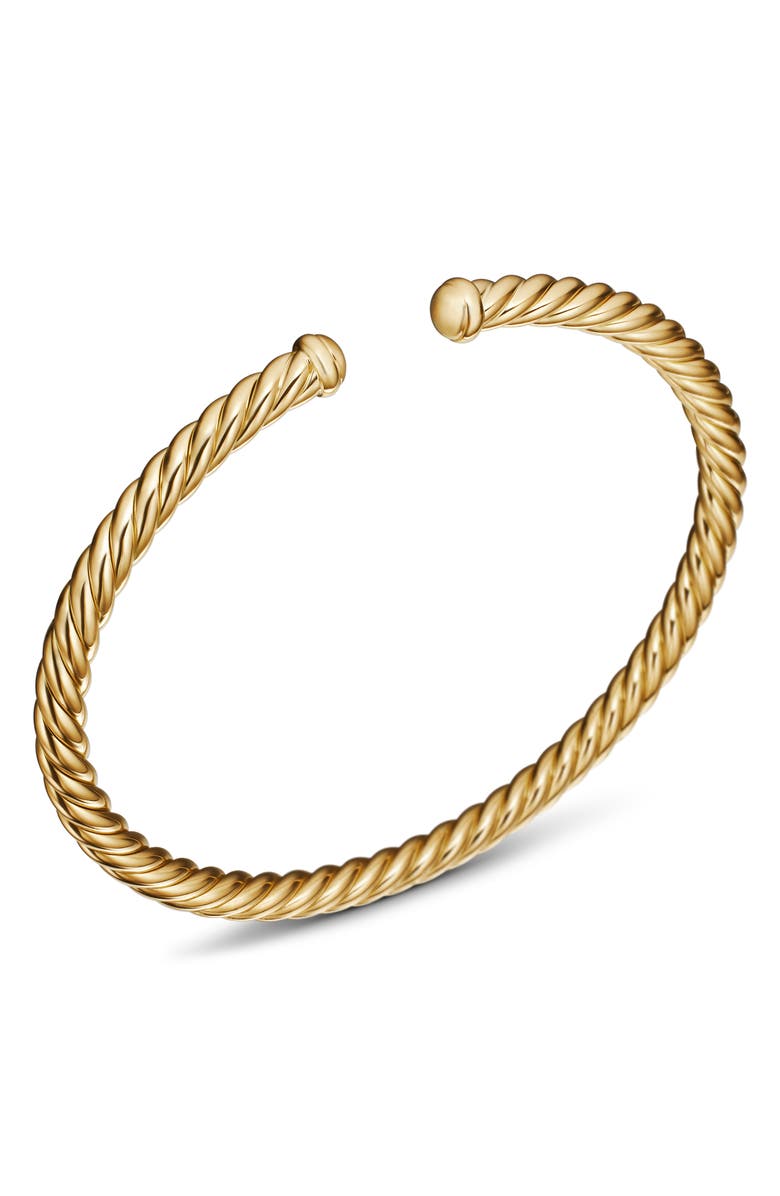David Yurman Modern Cablespira<sup>®</sup> 18K Yellow Gold Bracelet, 4mm, Alternate, color, Gold