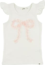 oh baby! Ruffle Bow Pink Silver-Fleck Tulle Flutter Tank