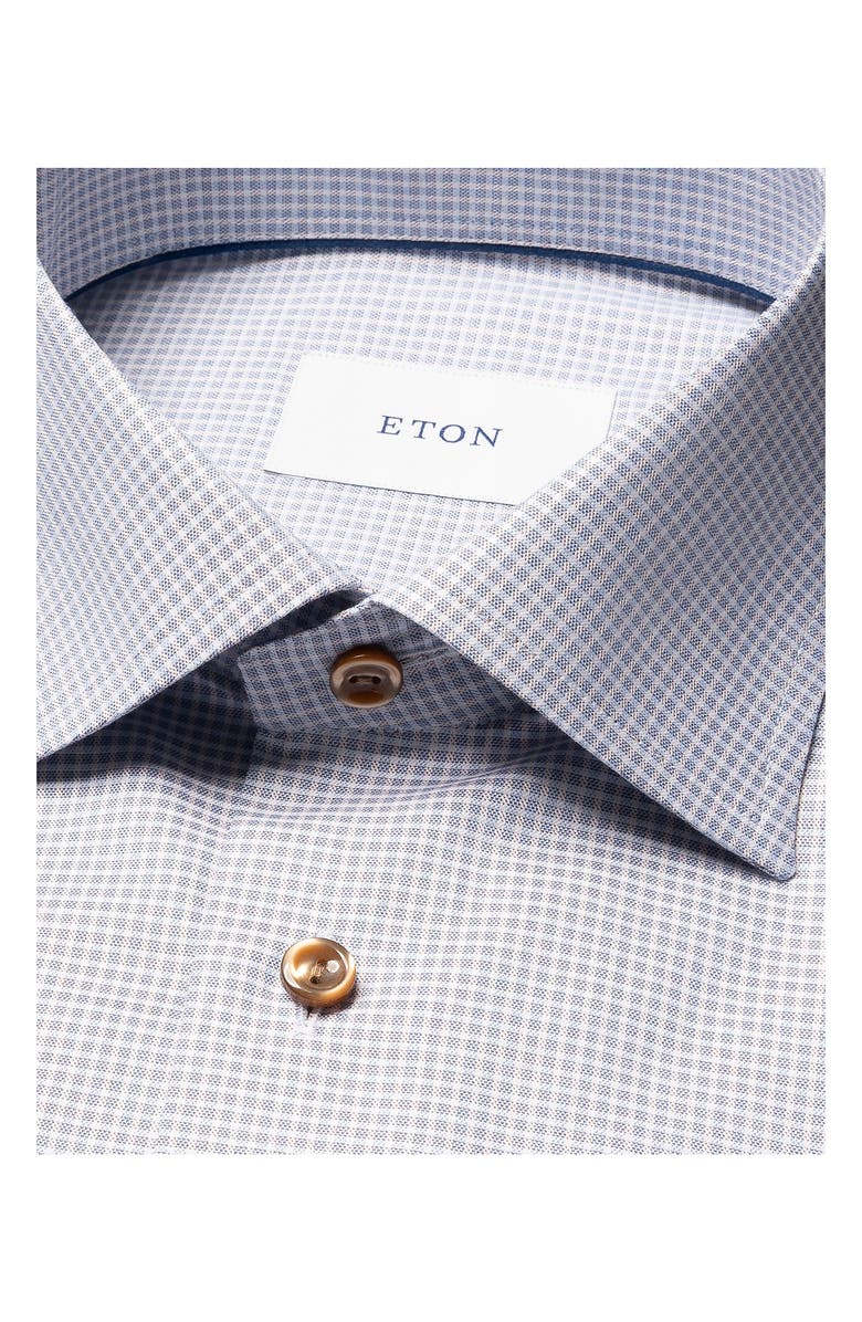 Eton Slim Fit Check Organic Cotton Twill Dress Shirt, Alternate, color, Blue