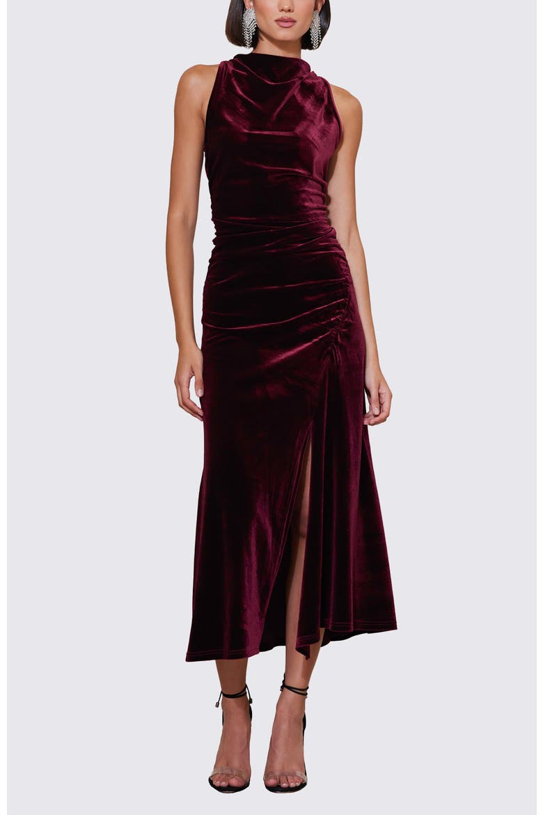Elle Velvet Halter Dress, Main, color, Scarlette