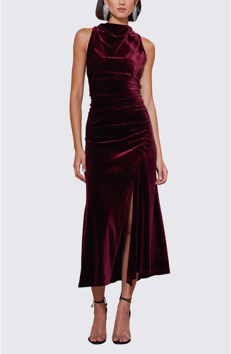 Bishop + Young Elle Velvet Halter Dress, Main, color, Scarlette