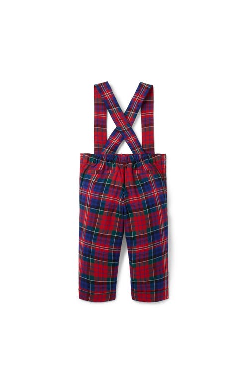 Janie And Jack Baby Tartan Suspender Pant In Red